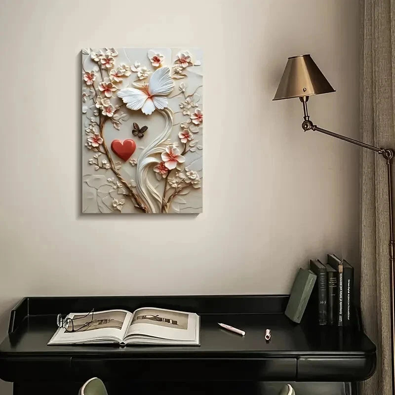 Beautiful Featuring Heart Blossoms Painting 40x60cm Metal Print Ready to Hang