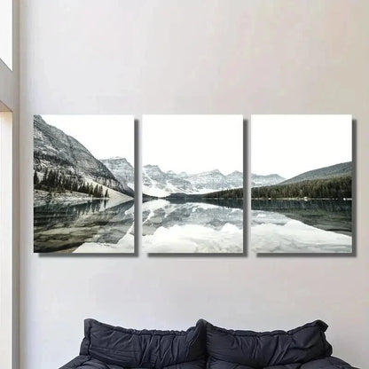 3pcs Moraine Snow Mountain & Lake View Wall Art Set Canvas Framed 40x60cm - High Quality Print 100% Australian Made Wall Canvas Ready to Hang