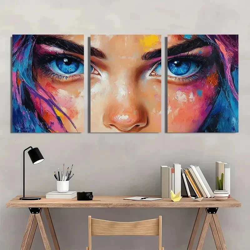 3pcs Abstract Colorful Woman Colorful Perfect Wall Art Set Canvas Framed 40x60cm - High Quality Print 100% Australian Made Wall Canvas Ready to Hang