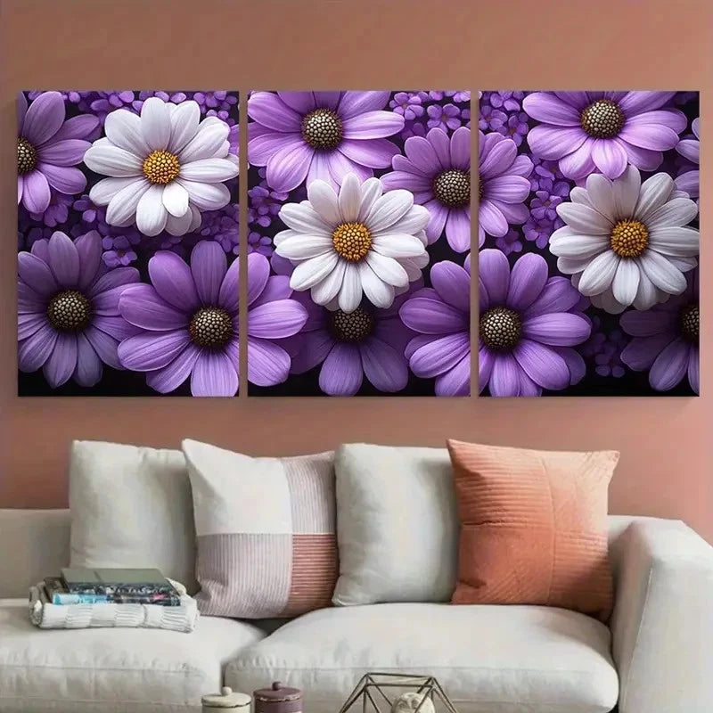 3pcs Elegant Marguerite Daisy Décor Perfect Wall Art Set Canvas Framed 60x90cm - High Quality Print 100% Australian Made Wall Canvas Ready to Hang