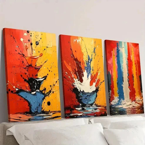 3pcs Abstract Color Oil Painting Texture Wall Art Canvas Unframed - High Quality Print 100% Australian Made Wall Canvas