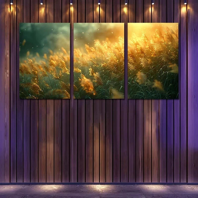 3pcs Glowing Crazy Grass Metal Print Ready to Hang Art