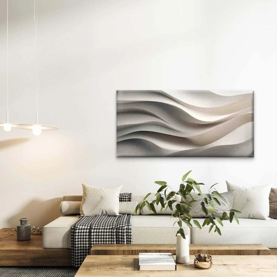 Desert Waves Textured Sand Art Wall Art Canvas Office Home Room Framed 120x60cm