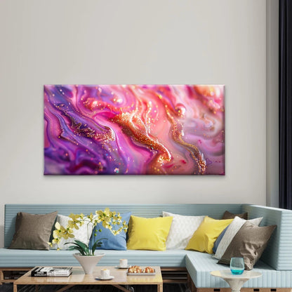 Marble Ink Texture With Glitter Wall Art Canvas Office Home Room Framed 120x60cm