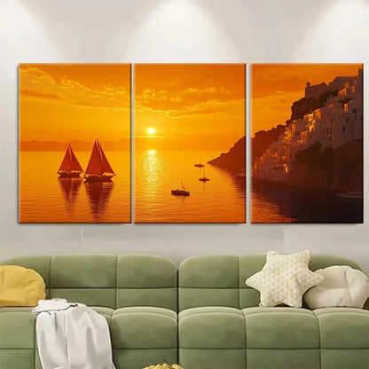 3pcs Romantic Turneresque Sunset Metal Print Ready to Hang Arta