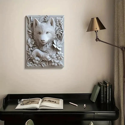 Charming Little Husky Mix Puppy Painting  40x60cm Metal Print Ready to Hang