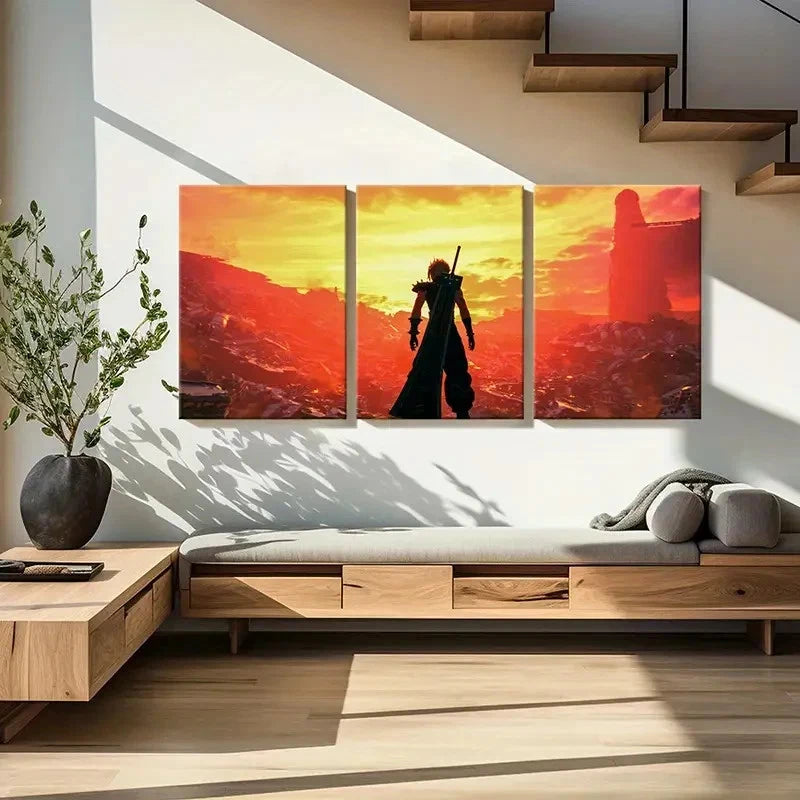 3pcs Vibrant Fantasy Game Character Wall Art Set Canvas Framed 60x90cm - High Quality Print 100% Australian Made Wall Canvas Ready to Hang