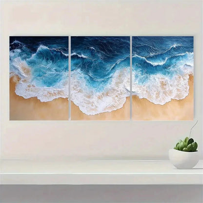 3pcs Panoramic Ocean Beach Sea Wall Art Set Canvas Framed 60x90cm - High Quality Print 100% Australian Made Wall Canvas Ready to Hang