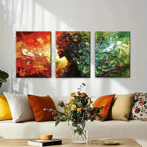 3pcs Elemental Goddess Nature Abstract Wall Art Canvas Unframed - High Quality Print 100% Australian Made Wall Canvas