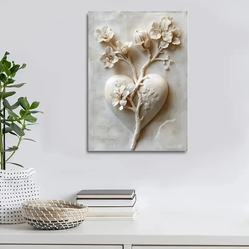 Beautiful Featuring Heart Blossoms Tree Painting 40x60cm Metal Print Ready to Hang