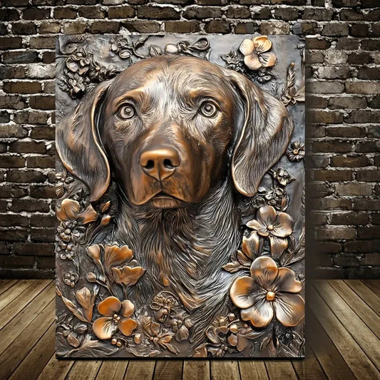 Featuring a Silver Lab Love Design Painting 40x60cm Metal Print Ready to Hang