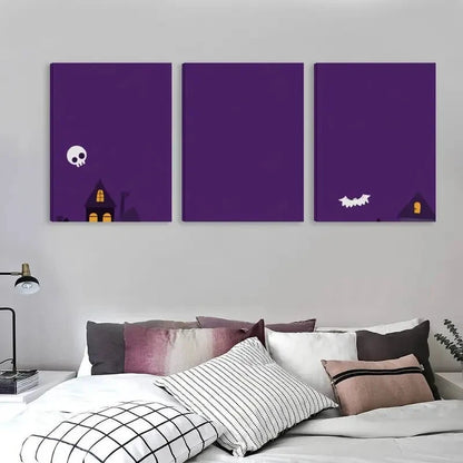 3pcs A Spooky Night In A Graveyard  Wall Art Set Canvas Framed 60x90cm - High Quality Print 100% Australian Made Wall Canvas Ready to Hang