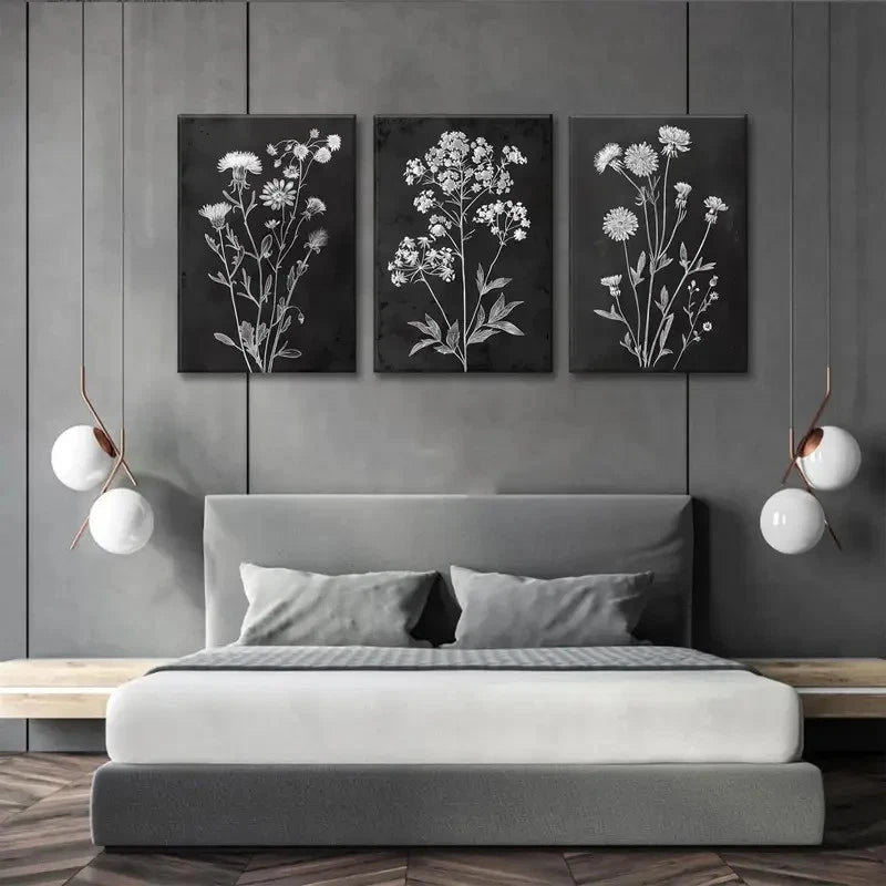 3pcs Vintage Floral Plant Wildflower Print Metal Print Ready to Hang Art