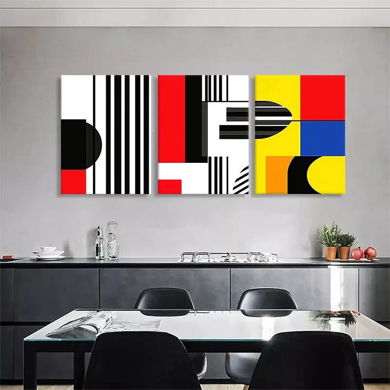 3pcs Bold Abstract Geometric Stripes Perfect Wall Art Set Canvas Framed 40x60cm - High Quality Print 100% Australian Made Wall Canvas Ready to Hang