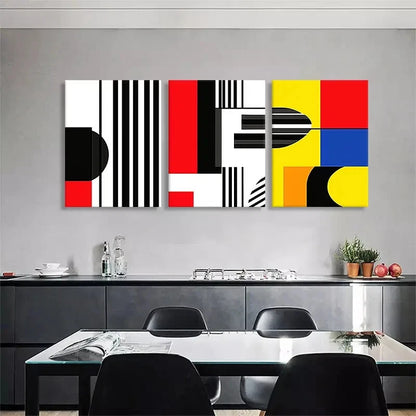 3pcs Bold Abstract Geometric Stripes Perfect Wall Art Set Canvas Framed 40x60cm - High Quality Print 100% Australian Made Wall Canvas Ready to Hang