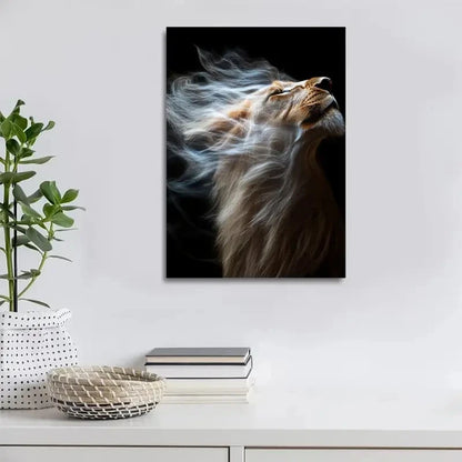 Beautiful Contemporary Abstract Lion Painting 40x60cm Metal Print Ready to Hang