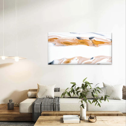 Minimalist Gold, White, and Black Wall Art Canvas Office Home Framed 120x60cm