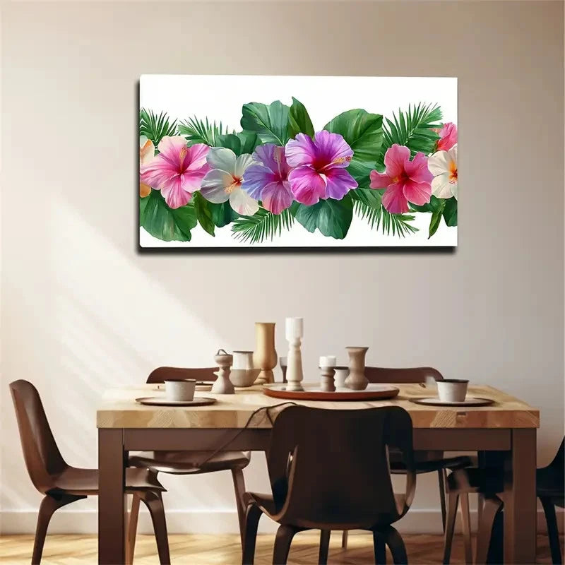 Modern Minimalist Hibiscus Flo Wall Art Canvas Office Home Room Framed 120x60cm