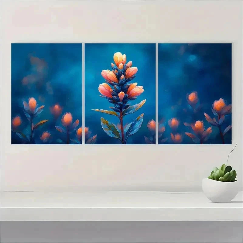3pcs Paintbrush Flower Castilleja Perfect Wall Art Set Canvas Framed 40x60cm - High Quality Print 100% Australian Made Wall Canvas Ready to Hang