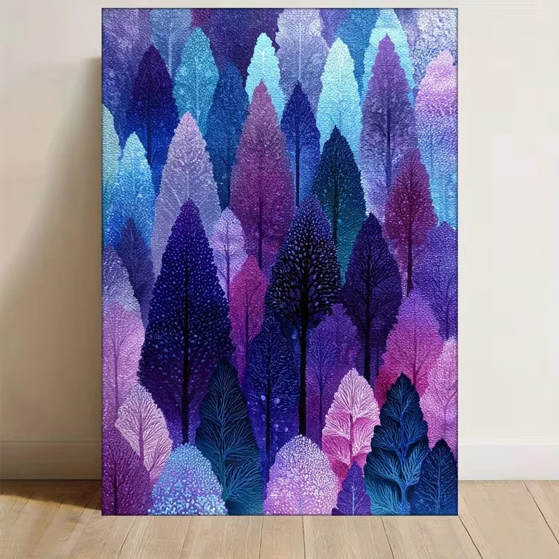 Jewelled Toned Watercolour Tree Metal Print Ready to Hang