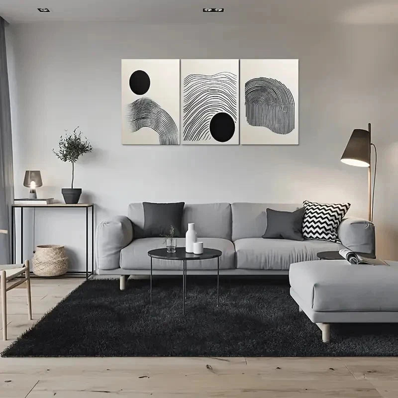 3pcs Minimalist Black and White Metal Print Ready to Hang Art