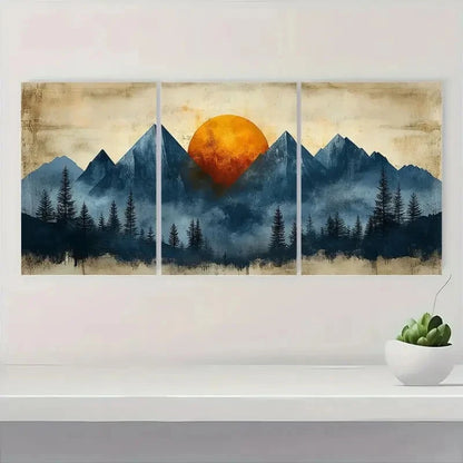 3pcs Nordic Abstract Geometry Paintings Metal Print Ready to Hang Art