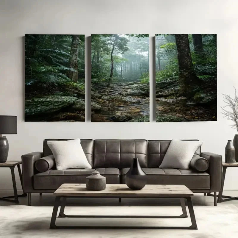 3pcs Queensland Rainforest, Australia Wall Art Set Canvas Framed 50x70cm - High Quality Print 100% Australian Made Wall Canvas Ready to Hang