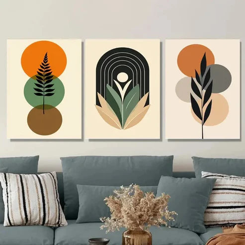 3pcs Abstract Boho Style Framed Botanical Wall Art Set Canvas Unframed - High Quality Print 100% Australian Made Wall Canvas