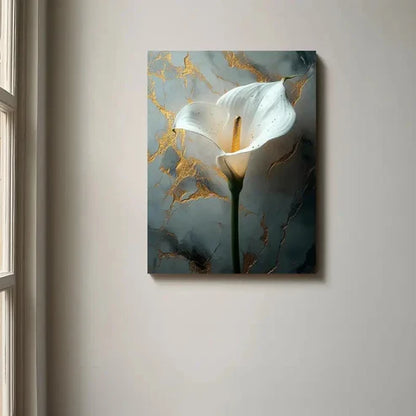 Beautiful Elegant White Calla Lily Painting 60x90cm Metal Print Ready to Hang