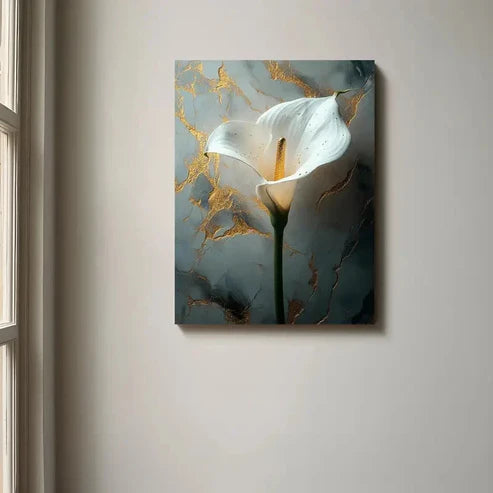 Beautiful Elegant White Calla Lily Painting 60x90cm Metal Print Ready to Hang