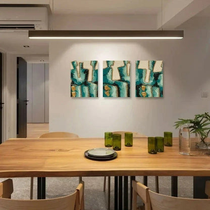 3pcs Textured Abstract Painting Metal Print Ready to Hang Art