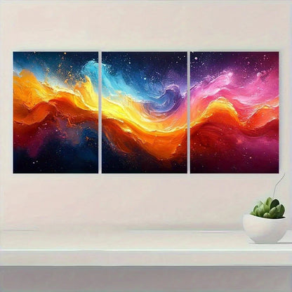 3pcs Vibrant Abstract Colorful Burst Textured Wall Art Set Canvas Framed 60x90cm - High Quality Print 100% Australian Made Wall Canvas Ready to Hang