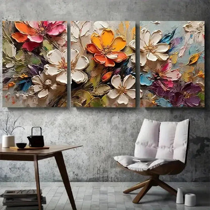 3pcs Colorful Abstract Floral Texture Metal Print Ready to Hang Art