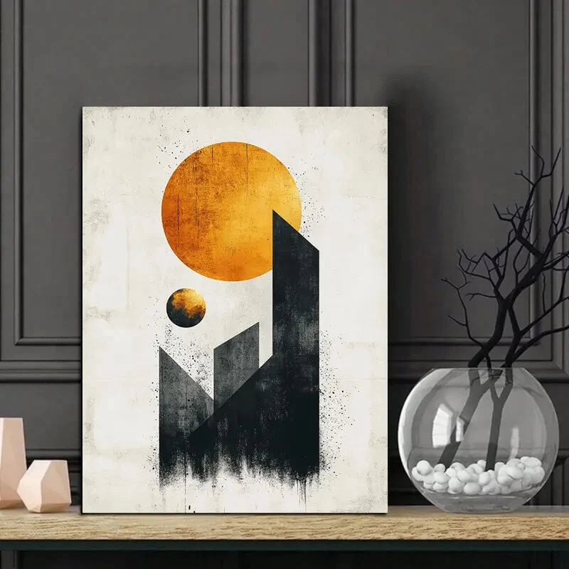 Minimalist Moon and Earth Illustration Painting 40x60cm Metal Print Ready to Hang