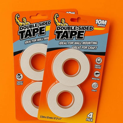 6-Pack Double-Sided Mounting Tape 10M x 12mm 24 rolls total 240 meters