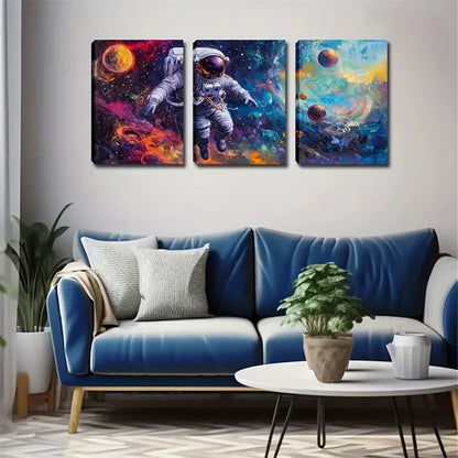 3pcs Astronaut and Planet Minimalist Style Wall Art Canvas Unframed - High Quality Print 100% Australian Made Wall Canvas
