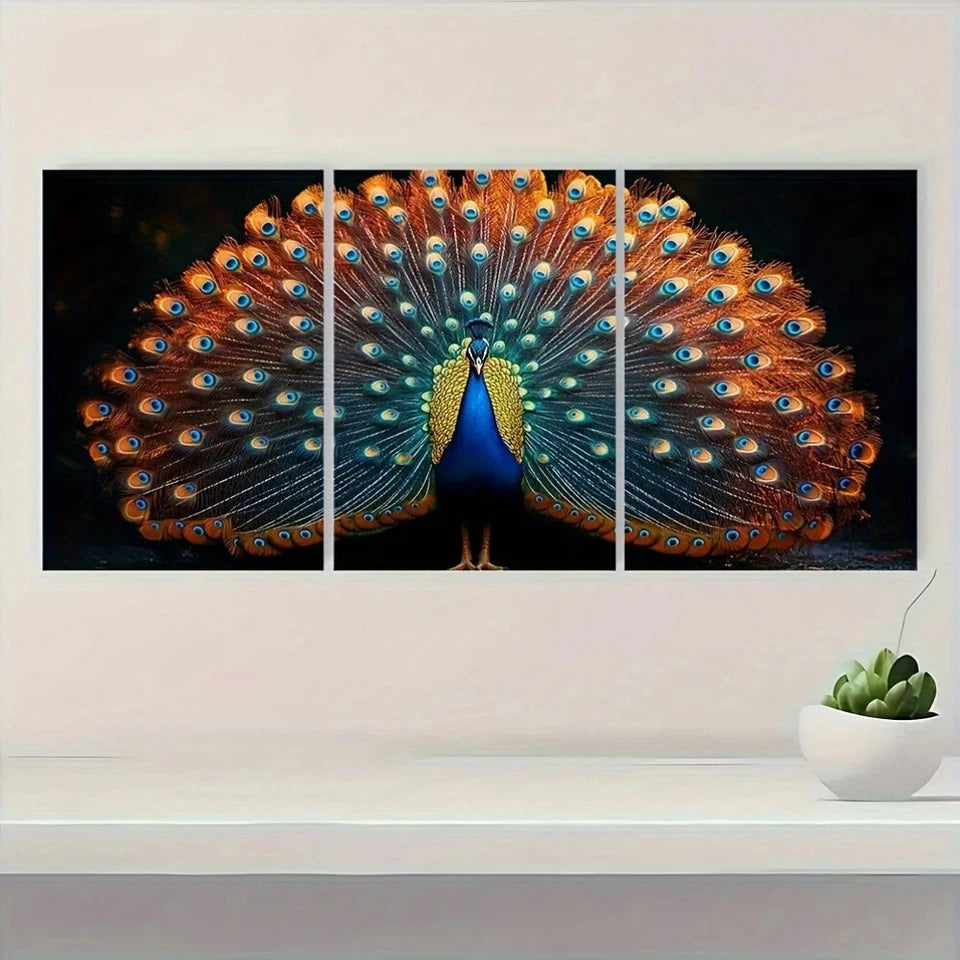 3pcs Elegant Colorful Wildlife Metal Print Ready to Hang Art