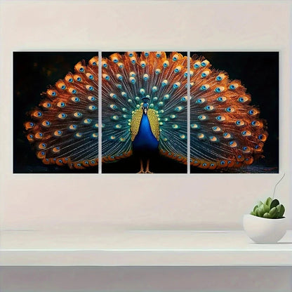 3pcs Elegant Colorful Wildlife Metal Print Ready to Hang Art