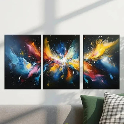 3pcs Abstract Paint Splashes Design Wall Art Canvas Unframed - High Quality Print 100% Australian Made Wall Canvas