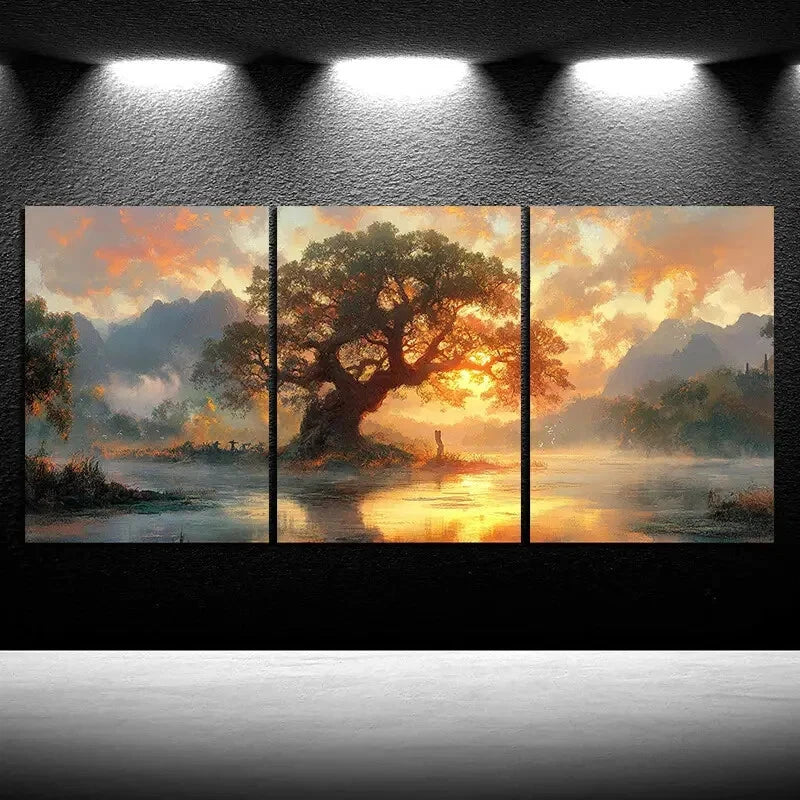 3pcs The Trees on the Island Nature Metal Print Ready to Hang Art