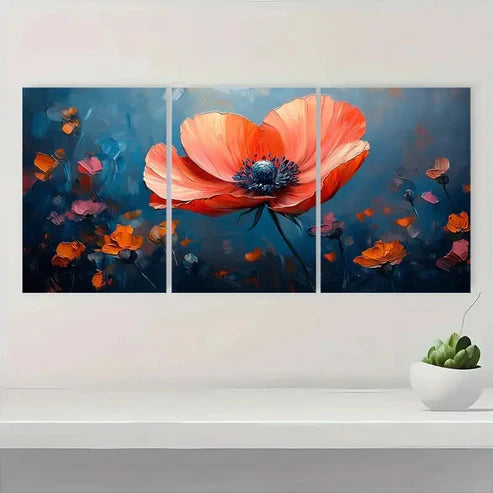 3pcs Vibrant Abstract Floral BE Wall Art Set Canvas Unframed - High Quality Print 100% Australian Made Wall Canvas