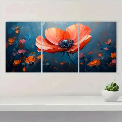 3pcs Vibrant Abstract Floral BE Wall Art Set Canvas Unframed - High Quality Print 100% Australian Made Wall Canvas