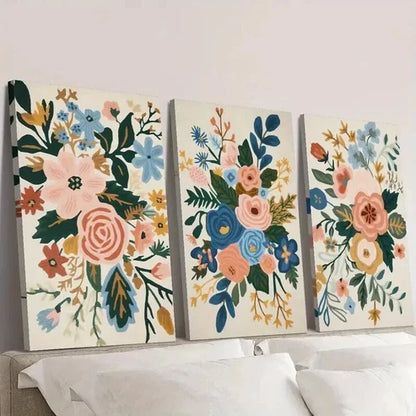 3pcs Nordic Style Flowers and Plants  Wall Art Set Canvas Unframed - High Quality Print 100% Australian Made Wall Canvas