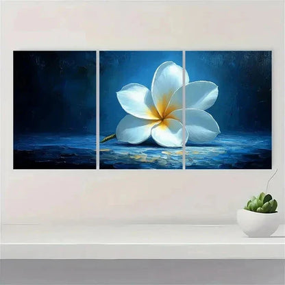 3pcs White Plumeria Flower OL Wall Art Set Canvas Unframed - High Quality Print 100% Australian Made Wall Canvas - Bella Home Decor