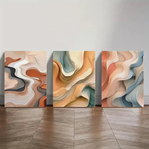 3pcs Modern Colorful Wavy Lines Decor Perfect Wall Art Canvas Unframed – High Quality Print 100% Australian Made Wall Canvas