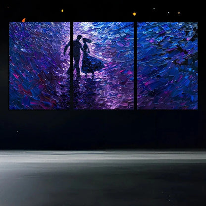 3pcs Romantic Couple Silhouette Metal Print Ready to Hang Art