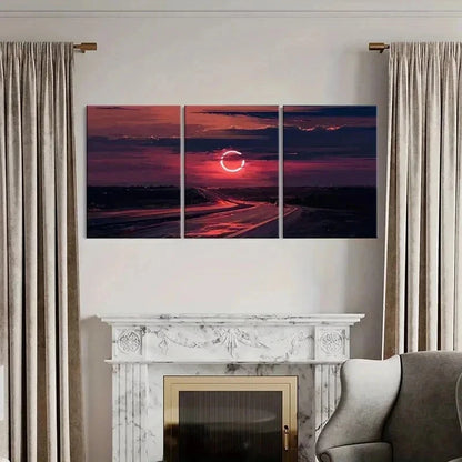 3pcs Road Art Painting At Dusk And Sunset Wall Art Set Canvas Framed 40x60cm - High Quality Print 100% Australian Made Wall Canvas Ready to Hang