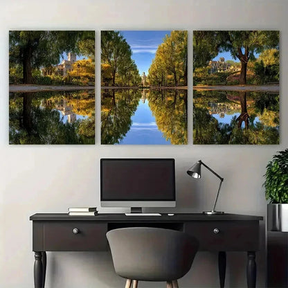 3pcs Mornings In The Park Continuous Perfect Wall Art Set Canvas Framed 40x60cm - High Quality Print 100% Australian Made Wall Canvas Ready to Hang