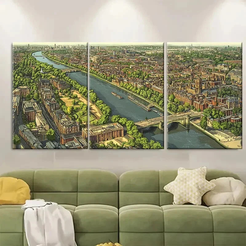 3pcs Kingston upon Thames Unique Metal Print Ready to Hang Art