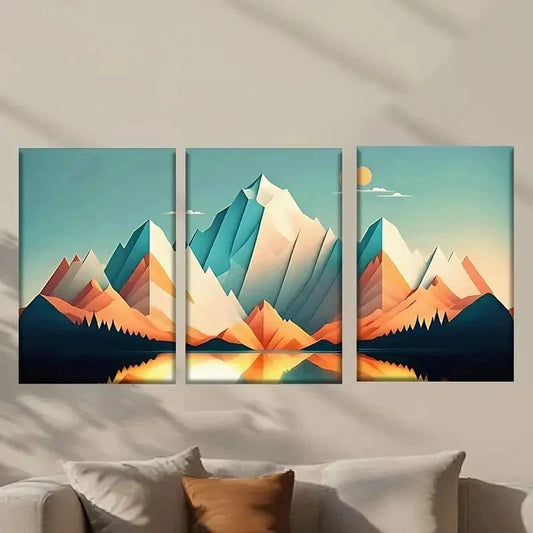 3pcs Mountain Landscape with a Lake Wall Art Set Canvas Framed 40x60cm - High Quality Print 100% Australian Made Wall Canvas Ready to Hang